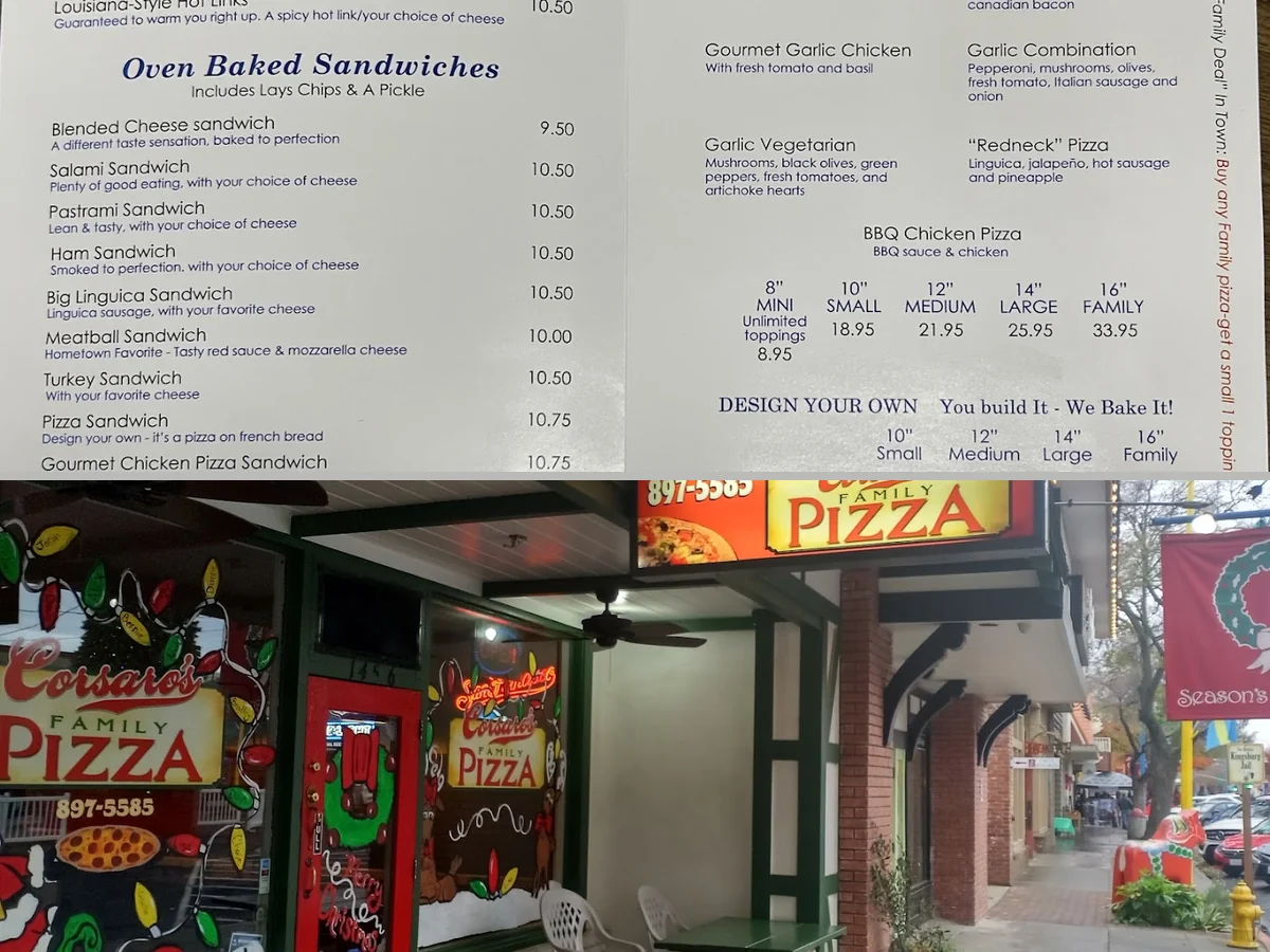 Family pizza restaurant dining area.